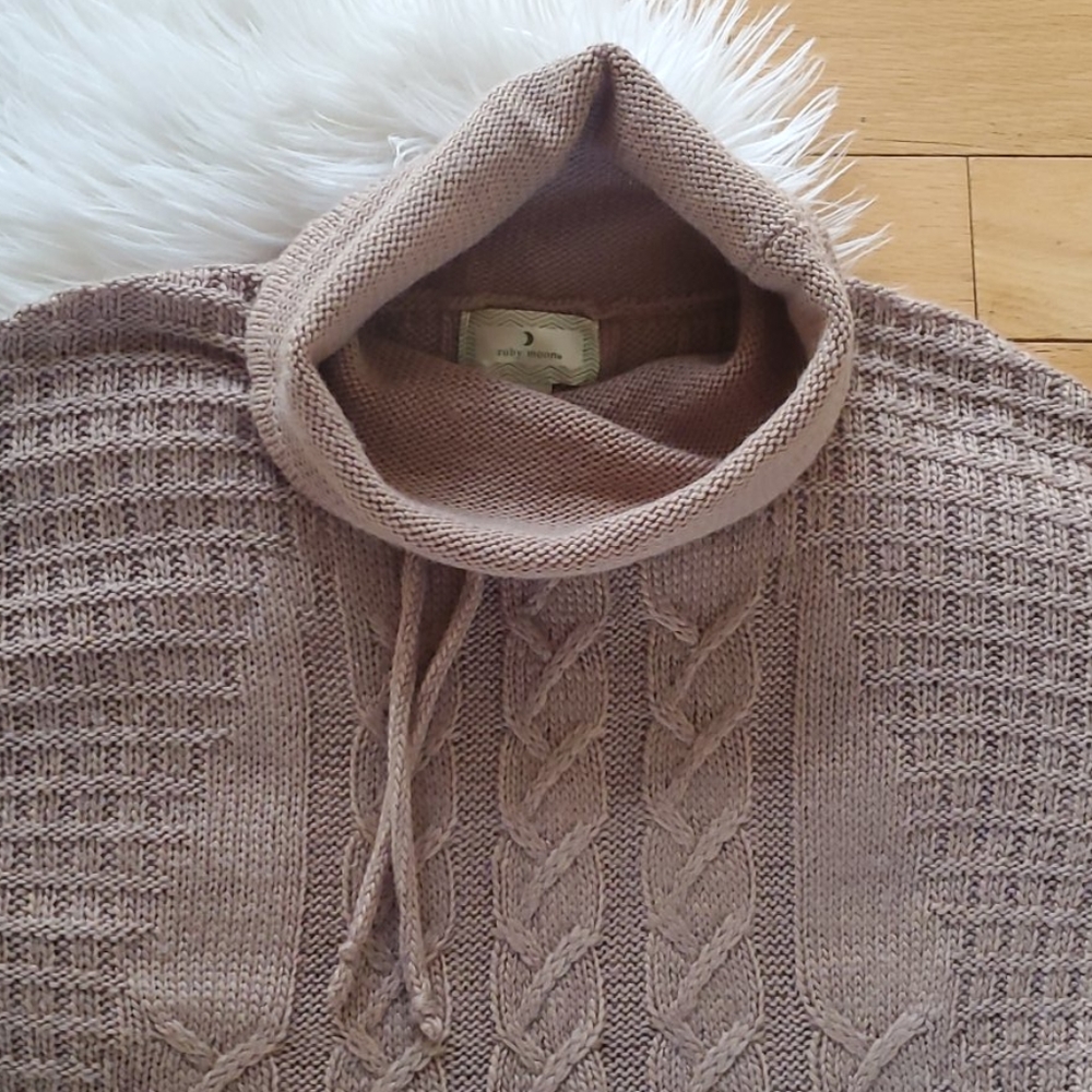 Ruby Moon Cowl Neck Cable Knit Dolman Sweater Xs - image 2